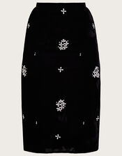 Carola Embellished Velvet Skirt, Black (BLACK), large