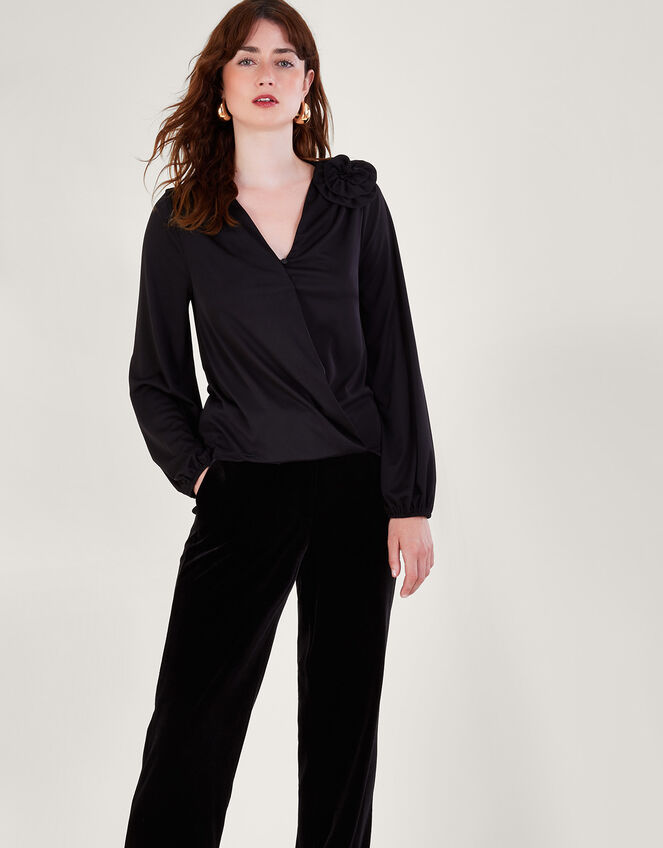 Cali Corsage Blouse, Black (BLACK), large