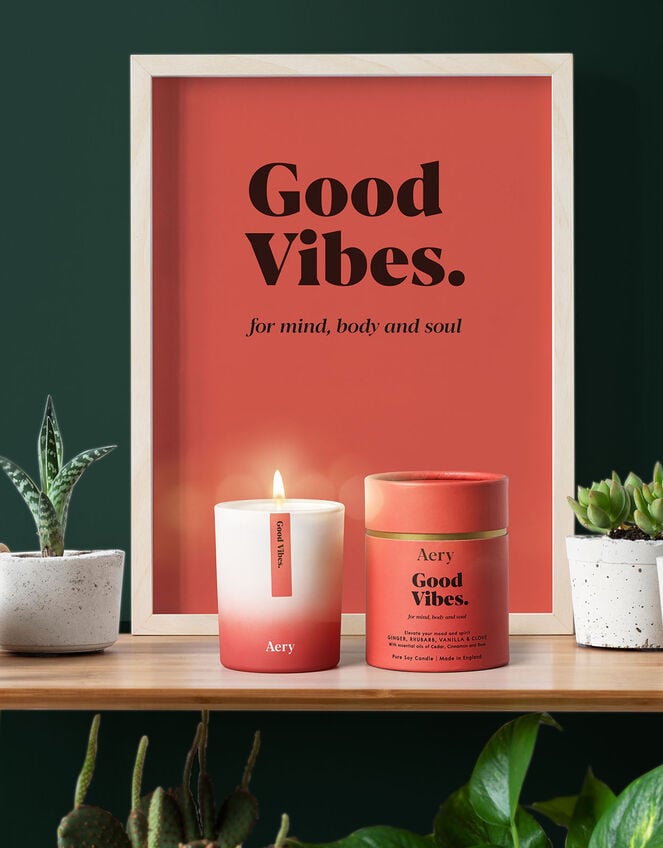 Aery Good Vibes Ginger Rhubarb & Vanilla Candle 200g, , large