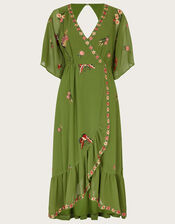 Renee Wrap Dress, Green (GREEN), large