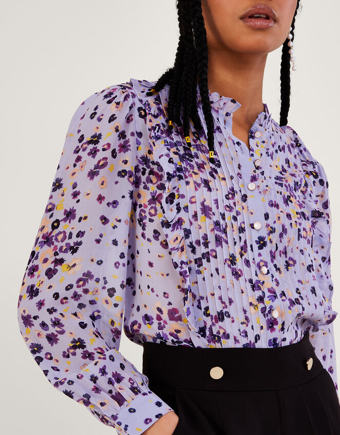 Blossom Pin Tuck Blouse in Sustainable Viscose Purple