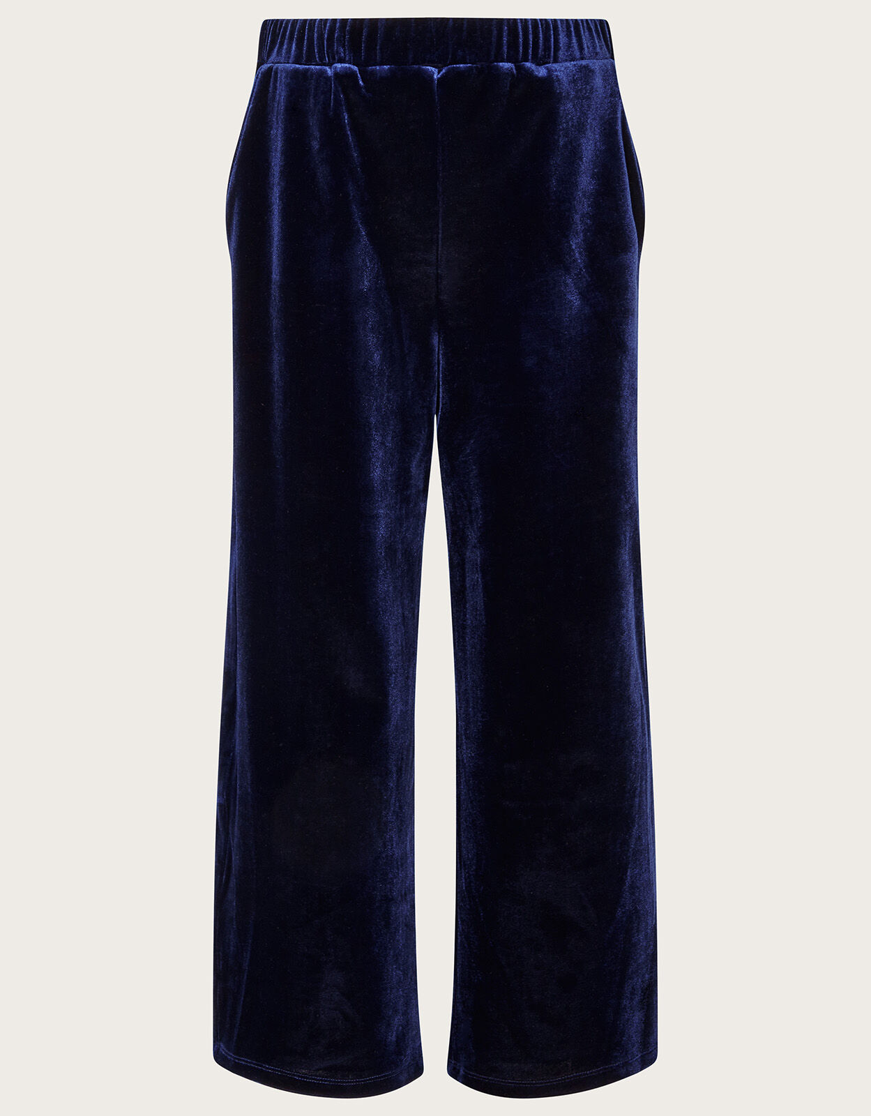 Navy blue velvet high waisted flat-front Cigarette Trousers | Sumissura