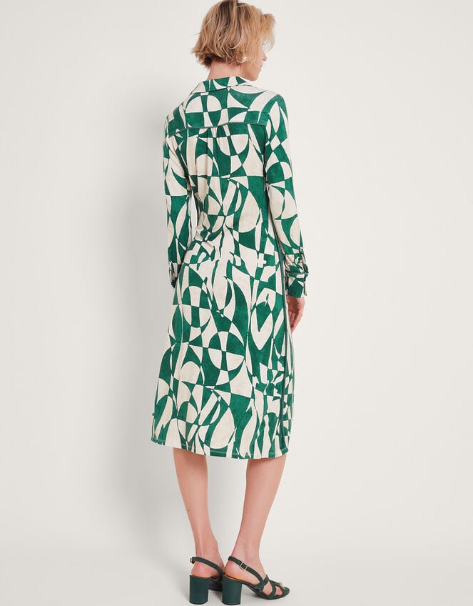 Print Shirt Dress, Green (GREEN), large