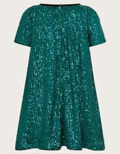 Sienna Sequin A-Line Dress, Green (GREEN), large