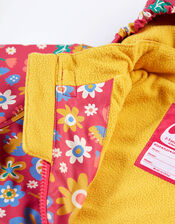 Frugi Floral Print Puddle Buster Coat, Pink (PINK), large