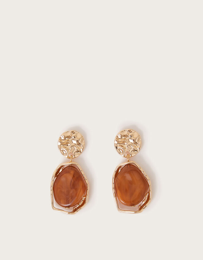 Amber Stone Drop Earrings, , large