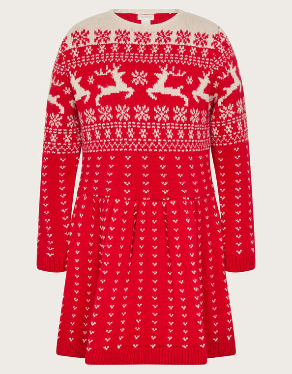 Christmas Fair Isle Sweater Dress, Red (RED), large