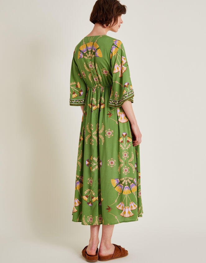 Mollie Printed Midi Dress, Green (GREEN), large