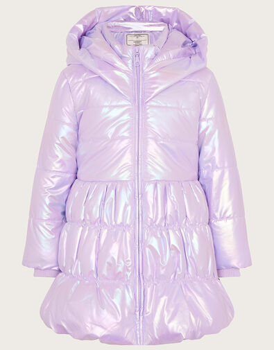 Hooded Metallic Puffer Coat, Purple (LILAC), large