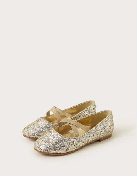 Glitter Ballerina Flats, Gold (GOLD), large