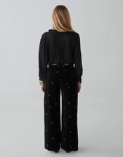 Maison Hotel Wide Leg Velvet Trousers, Black (BLACK), large