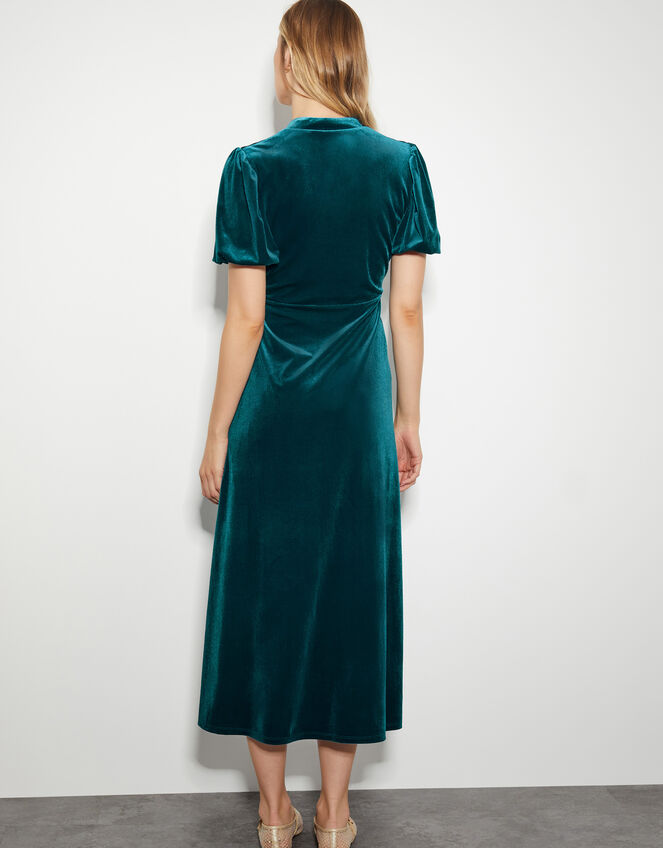 Veronique Velvet Bow Midi Dress, PEACOCK, large