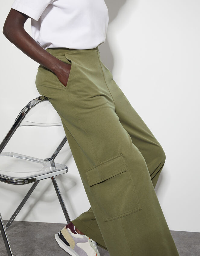 Una Wide Leg Utility Pants, Green (KHAKI), large