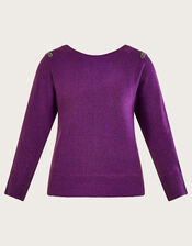 Emma Embellished Shoulder Jumper, Purple (PURPLE), large