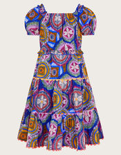 Crochet Scallop Print Dress, Blue (BLUE), large