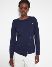 Blythe Asymmetrical Button Jumper, Blue (NAVY), large