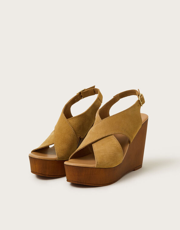 Willow Suede Wedge Sandals, Tan (TAN), large