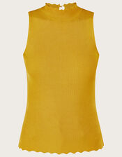 Ribbed Halter Neck Tank Top, Yellow (OCHRE), large