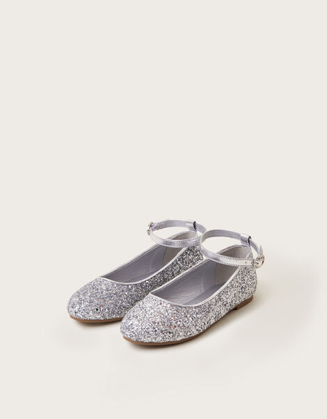 Glitter Ballet Flats, Silver (SILVER), large