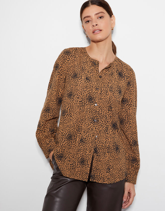 Nala Abstract Print Blouse, Tan (TAN), large