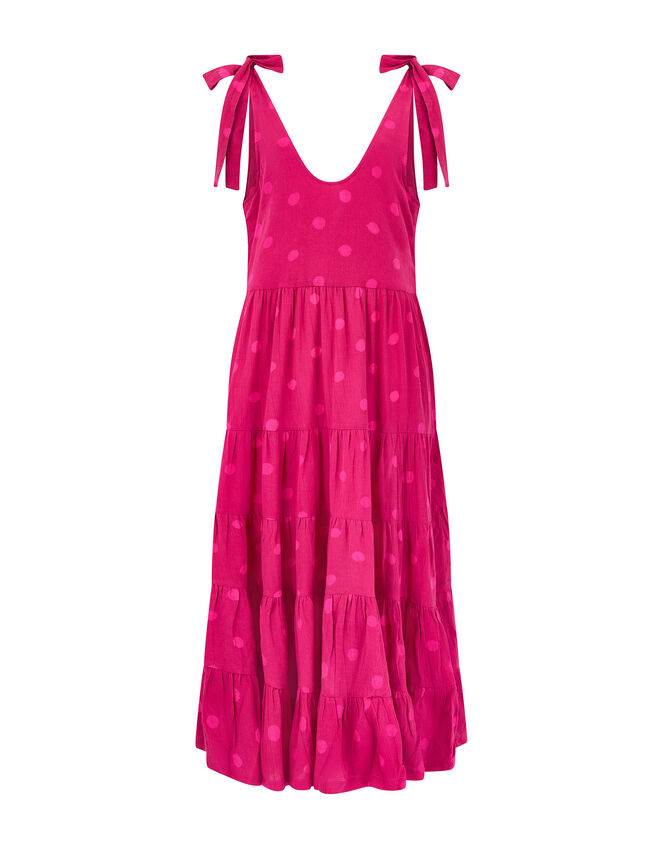 East Tie Strap Spot Maxi Dress, Pink (PINK), large