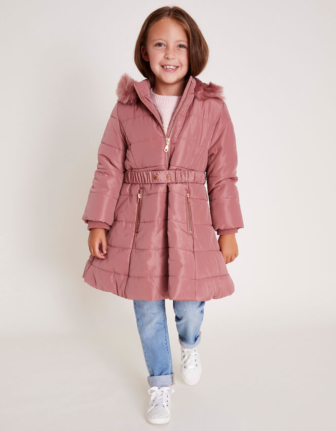 Aline Longline Padded Coat, Pink (PINK), large