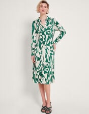 Print Shirt Dress, Green (GREEN), large