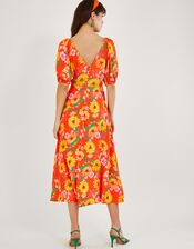 Manuela Sunflower Dress in Sustainable Viscose, Orange (ORANGE), large