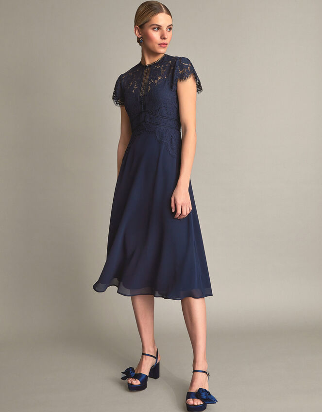 Louise Lace Midi Dress, Blue (NAVY), large