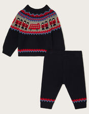 Newborn London Bus Knit Set, Blue (NAVY), large