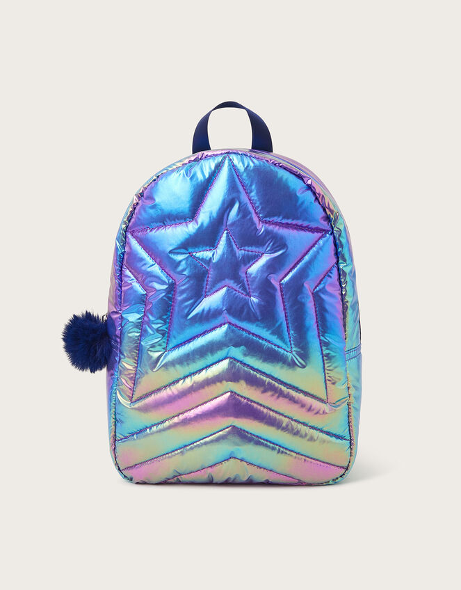 Iridescent Star Quilted Backpack, , large