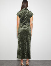 Cece Crushed Velvet Cowl Midi Dress, Green (GREEN), large