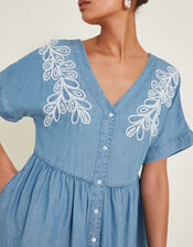 Lace Embroidered Dress, Blue (DENIM BLUE), large