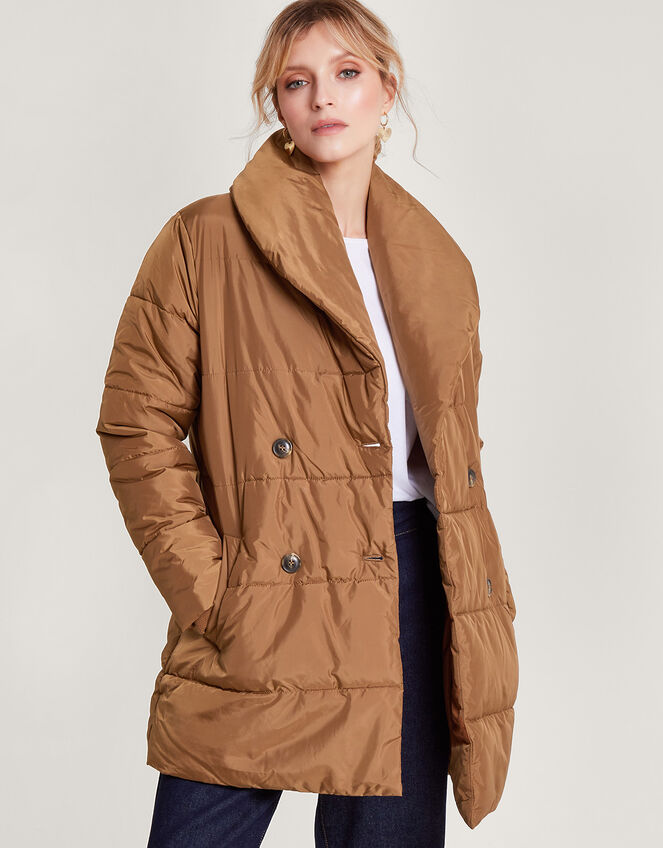 Shannon Shawl Collar Padded Coat, Camel (CARAMEL), large