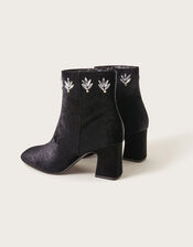 Embellished Velvet Ankle Boots, Black (BLACK), large