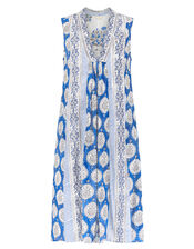 East Sleeveless Print Dress, Blue (BLUE), large