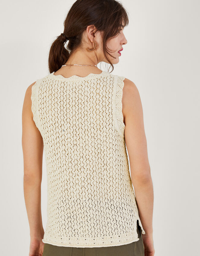 Sleeveless Pointelle Knit Sweater