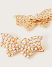 Pearly Butterfly Hair Clips Set of Two , , large