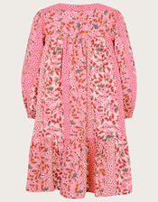 Patchwork Floral Print Dress, Pink (PINK), large