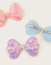 3-Pack Sequin Padded Bow Hair Clips, , large