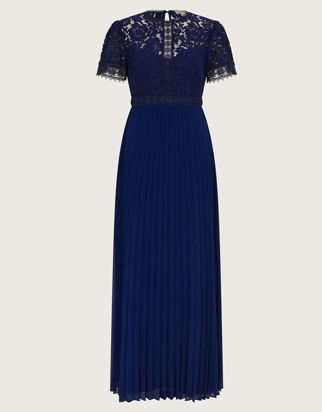 Pippa Pleated Maxi Dress, Blue (NAVY), large
