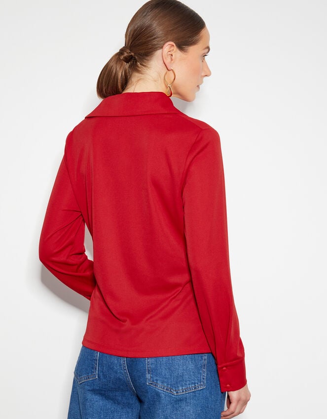 Dalia Drape Jersey Shirt, Red (RED), large