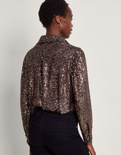 Megan Sequin Shirt, Bronze (SILVER), large