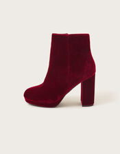 Velvet Platform Boots, Red (RED), large