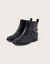 Una Croc Strap Ankle Boots, Black (BLACK), large