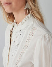 Maison Hotel Emanuelle Embroidered Blouse, Ivory (IVORY), large