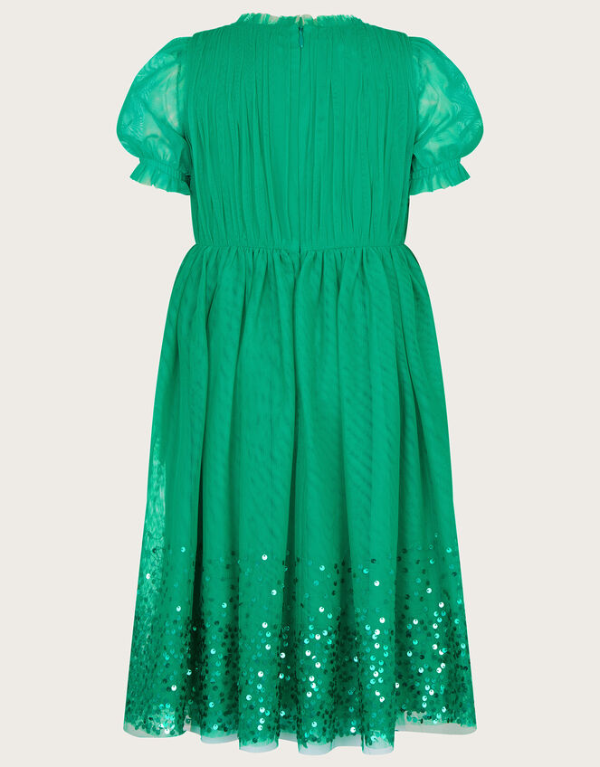 Shirley Sequin Shirred Dress, Green (GREEN), large