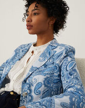 Paisley Jacket in Linen Blend, Blue (BLUE), large