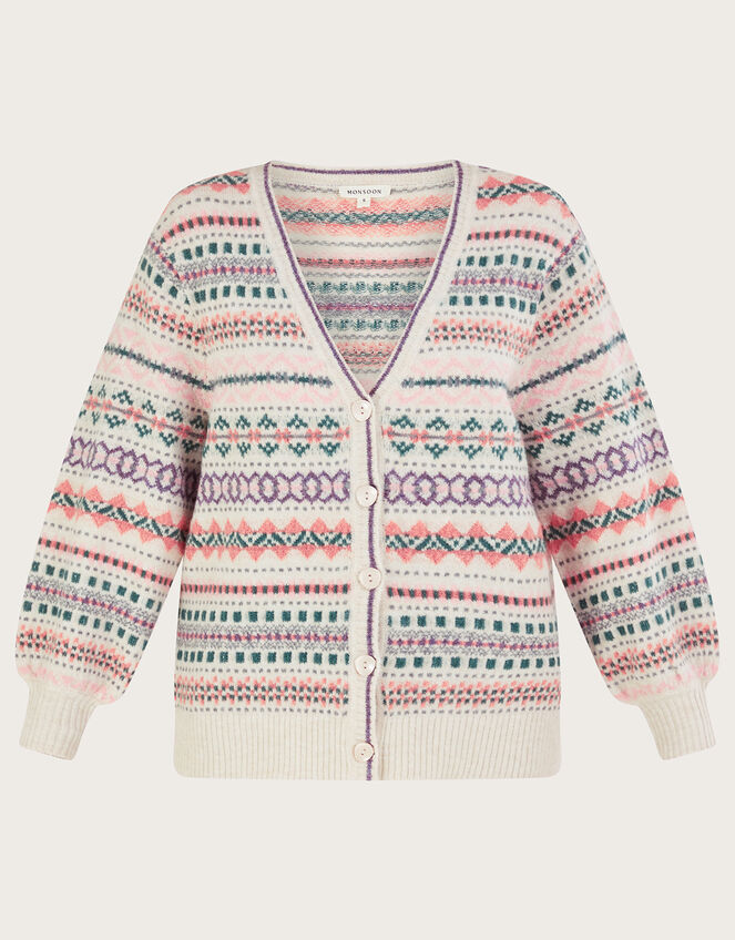 Fair Isle Cardigan, Ivory (IVORY), large