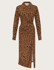 Aubrey Jersey Leopard Print Dress, Brown (BROWN), large